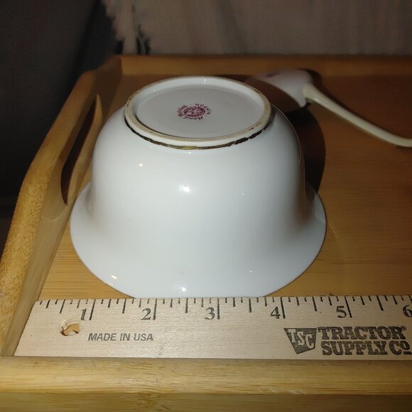 Nippon Beautiful Hand Painted Mayonnaise Sauce Dish With Spoon - Picture 6 of 16